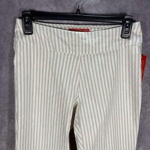 Krazy‎ Larry Pants Womens 2 Ivory Stripe Baggy Made In Usa Stretch
